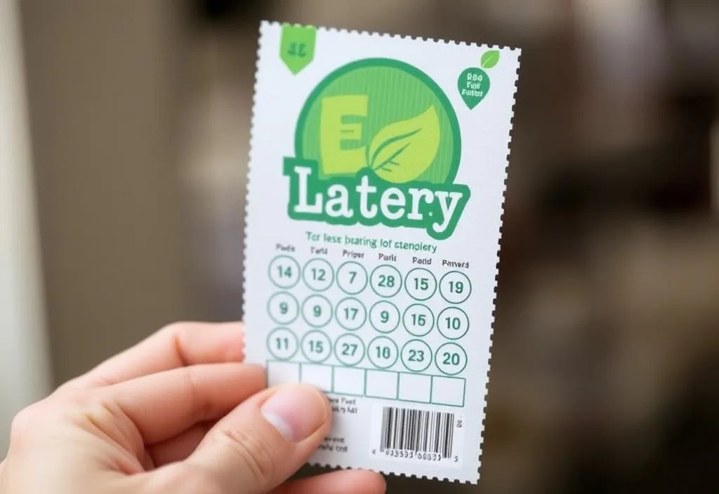 A image of a person holding a eco-friendly lottery ticket