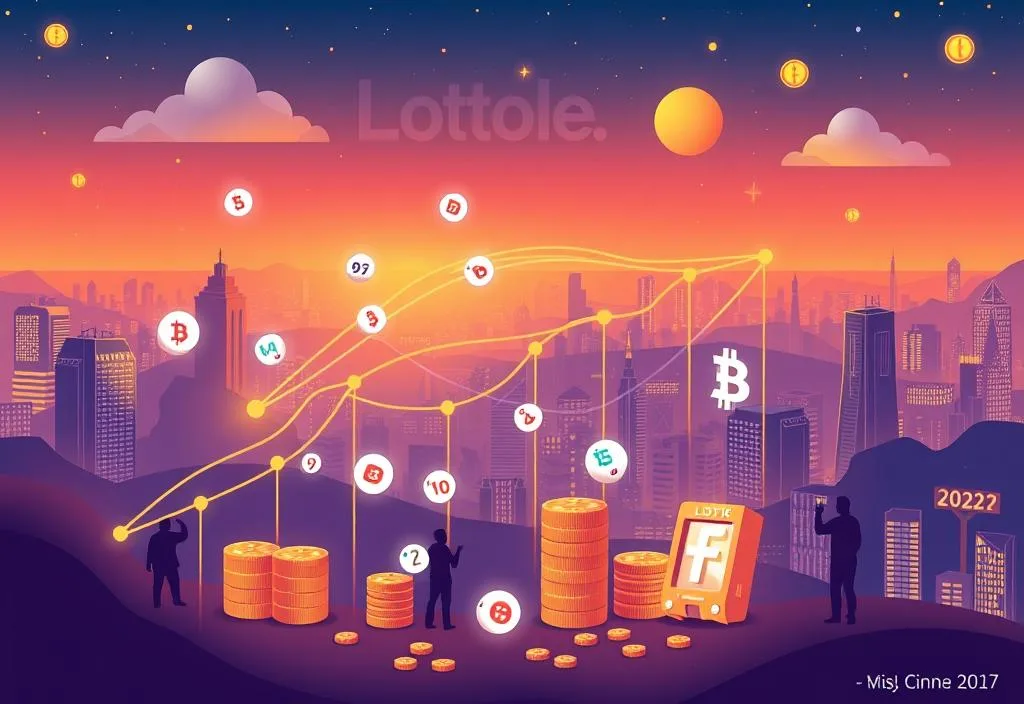 A graphic illustrating the growth of blockchain-based lotteries