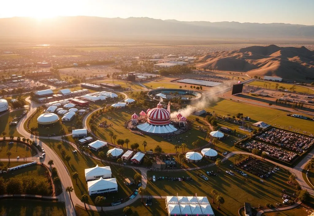 Aerial view of Coachella festival grounds