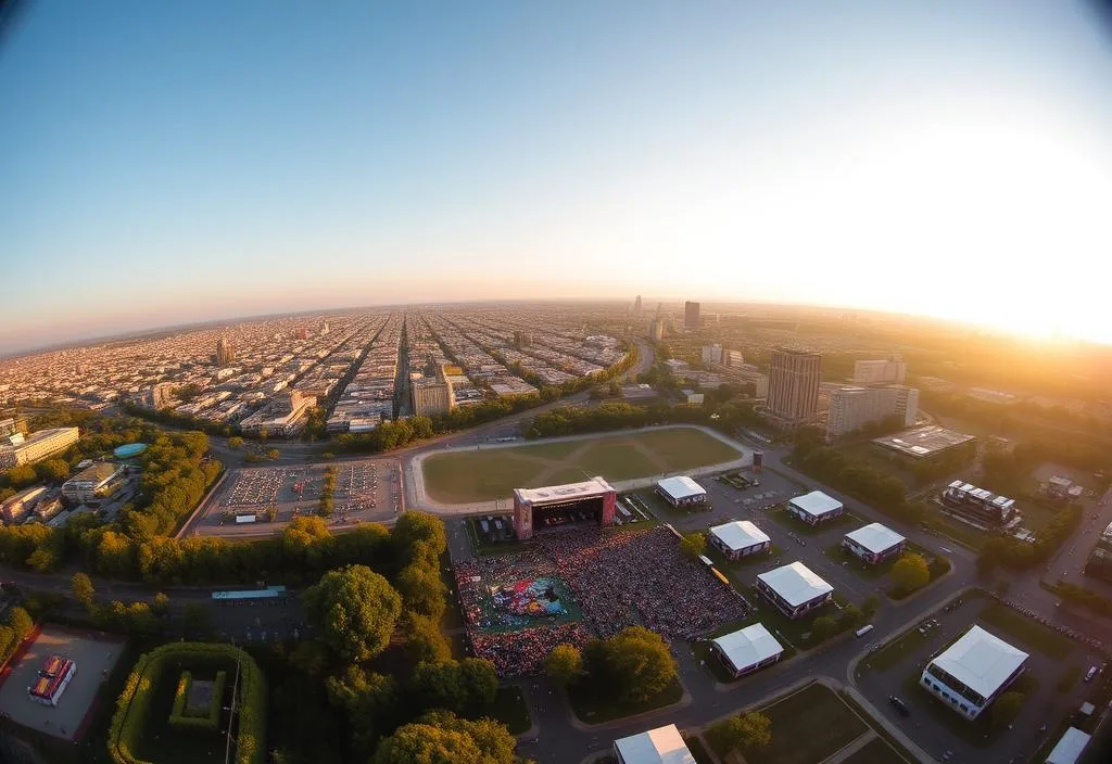 Aerial view of Lollapalooza festival grounds