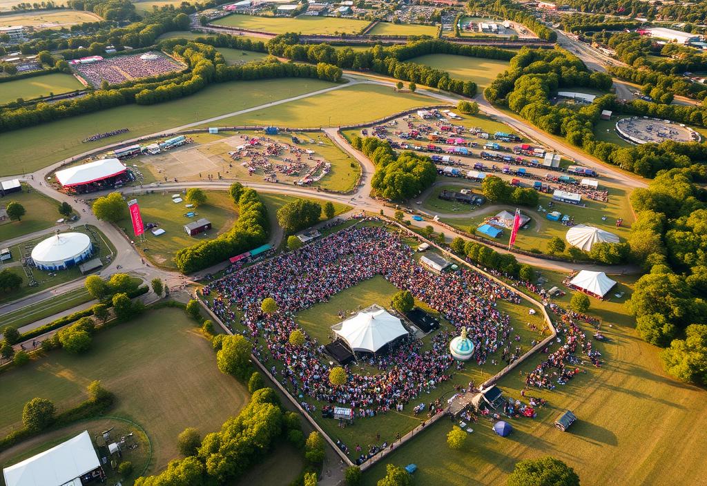 Aerial view of Bonnaroo Music and Arts Festival grounds