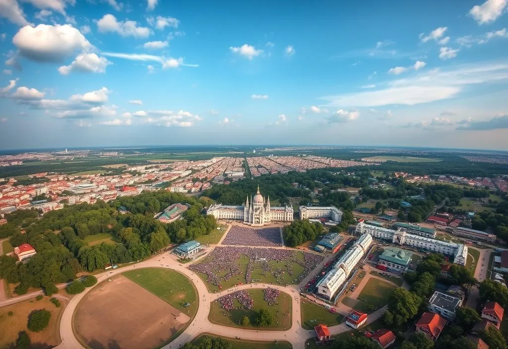 Aerial view of Sziget Festival grounds