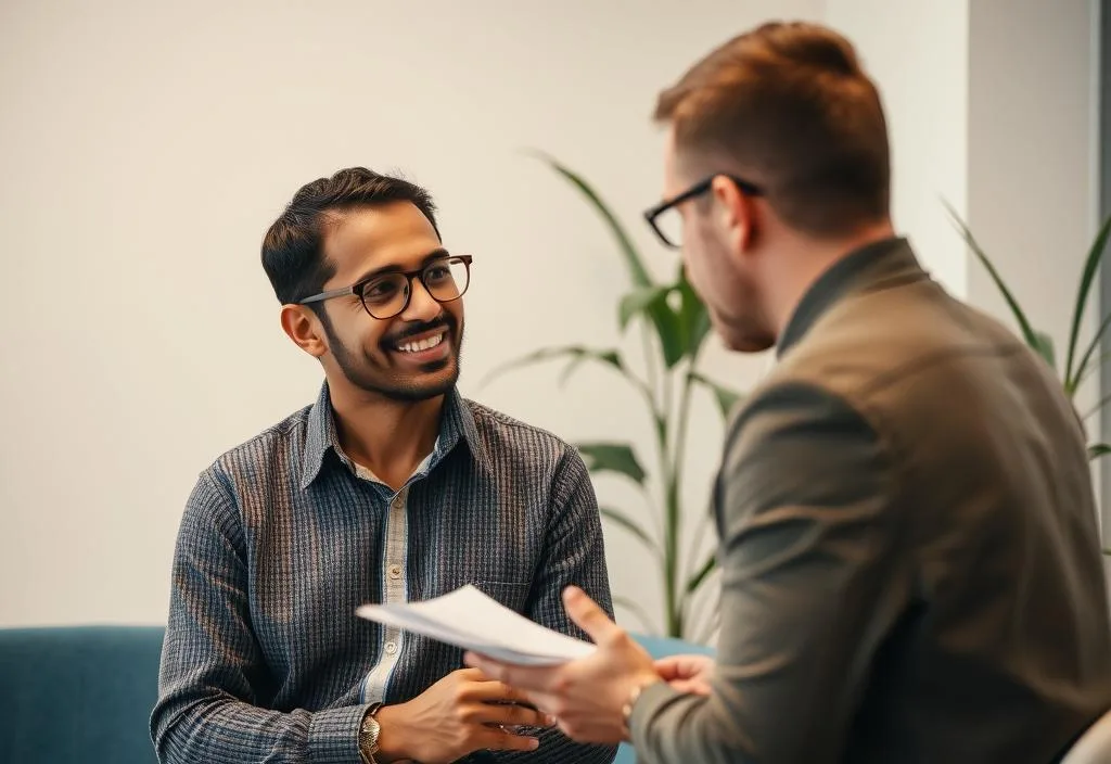 A person seeking feedback from a mentor