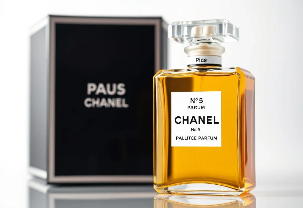 A luxury bottle of Chanel No. 5 perfume