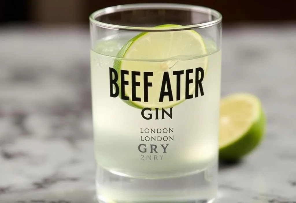 A glass of Beefeater London Dry Gin with a lime wedge