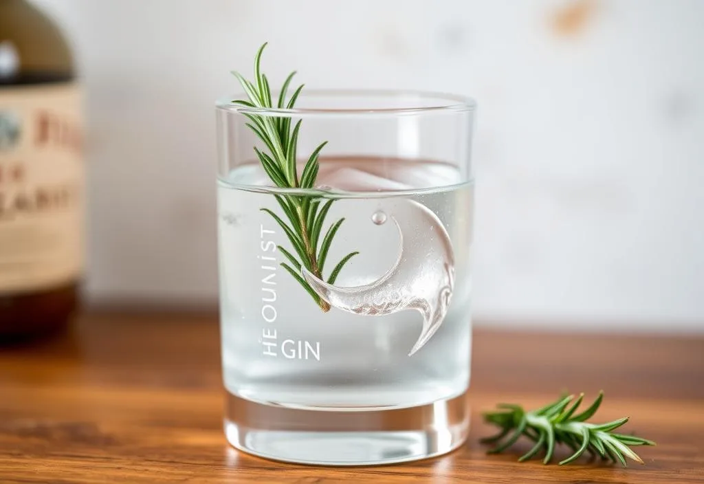 A glass of The Botanist Gin with a sprig of rosemary