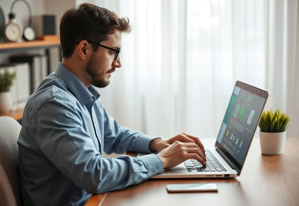 A person working on a laptop with an AI assistant