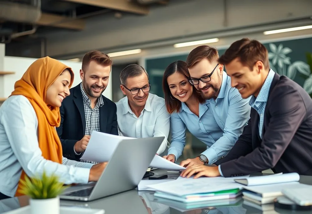 A group of professionals from different countries working together