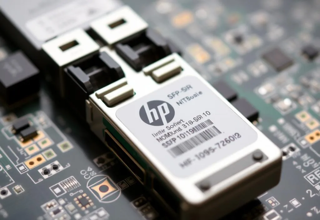 A close-up shot of the HP SFP-10G-SR module