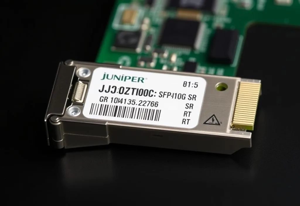 A close-up shot of the Juniper SFP-10G-SR module