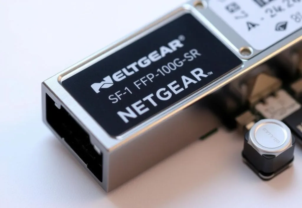 A close-up shot of the Netgear SFP-10G-SR module