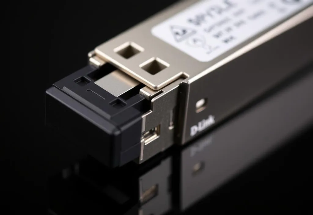 A close-up shot of the D-Link SFP-10G-SR module