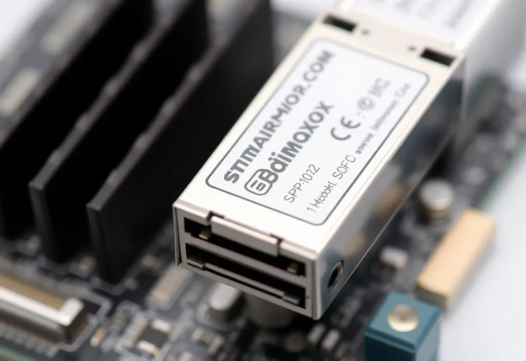 A close-up shot of the Edimax SFP-10G-SR module