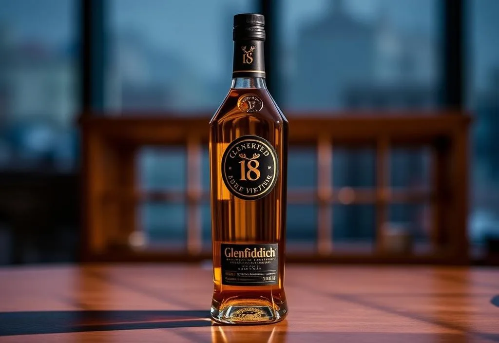 A bottle of Glenfiddich 18 Year Old whiskey