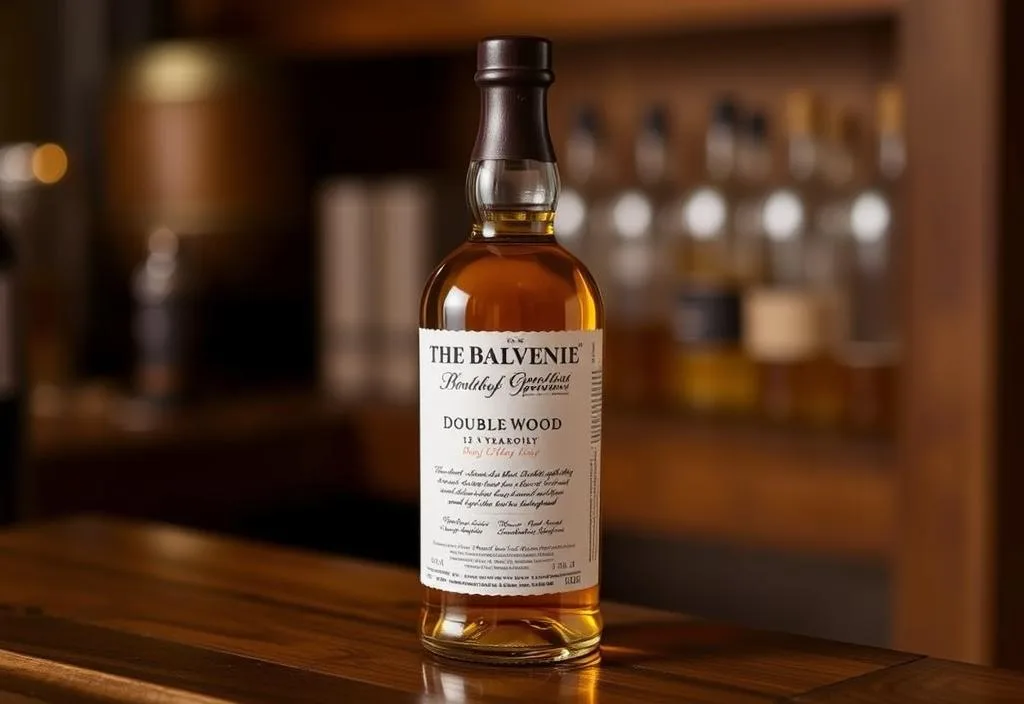 A bottle of The Balvenie DoubleWood 12 Year Old whiskey