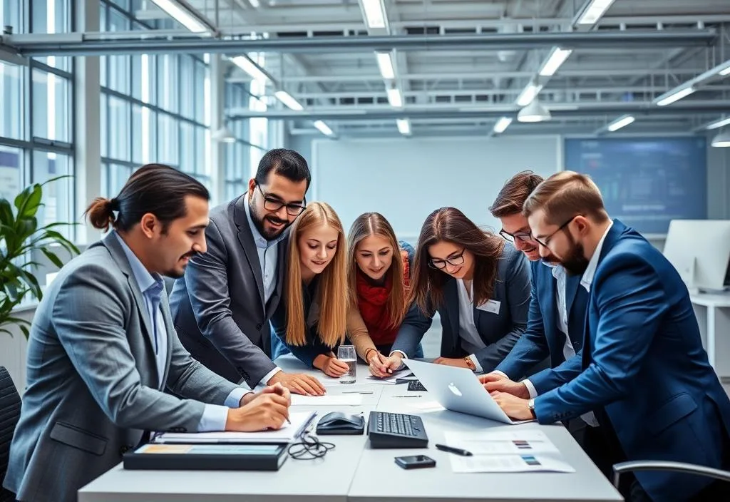 A group of professionals from different countries working together