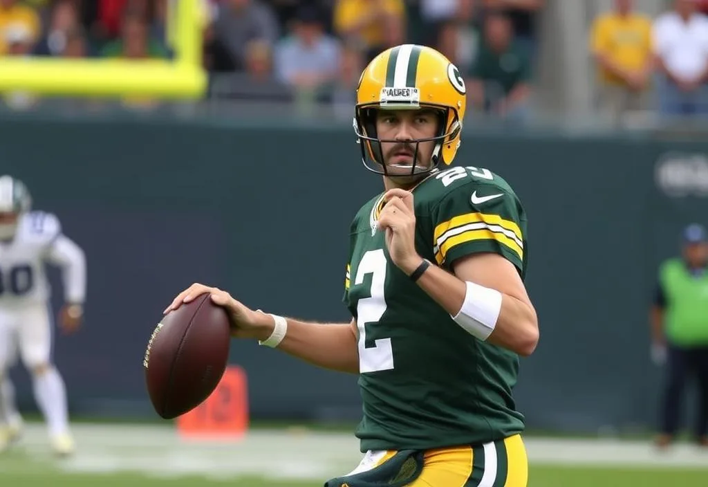 A photo of Aaron Rodgers in action