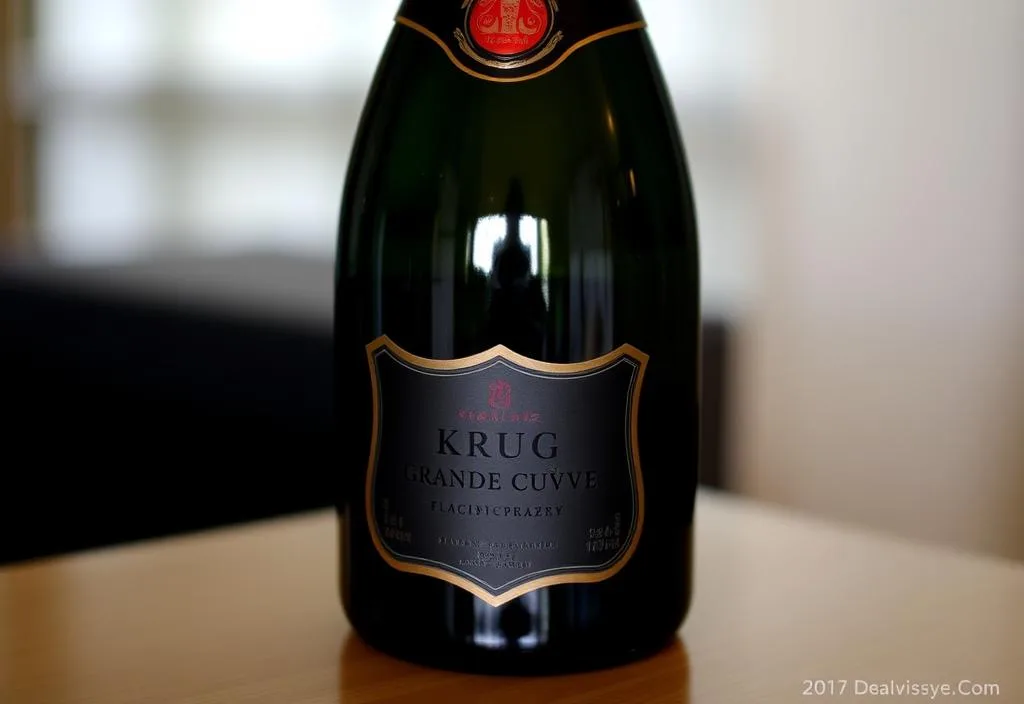 A bottle of Krug Grande Cuvée with a black label