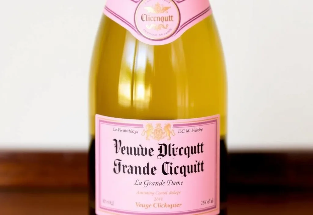 A bottle of Veuve Clicquot La Grande Dame with a pink label