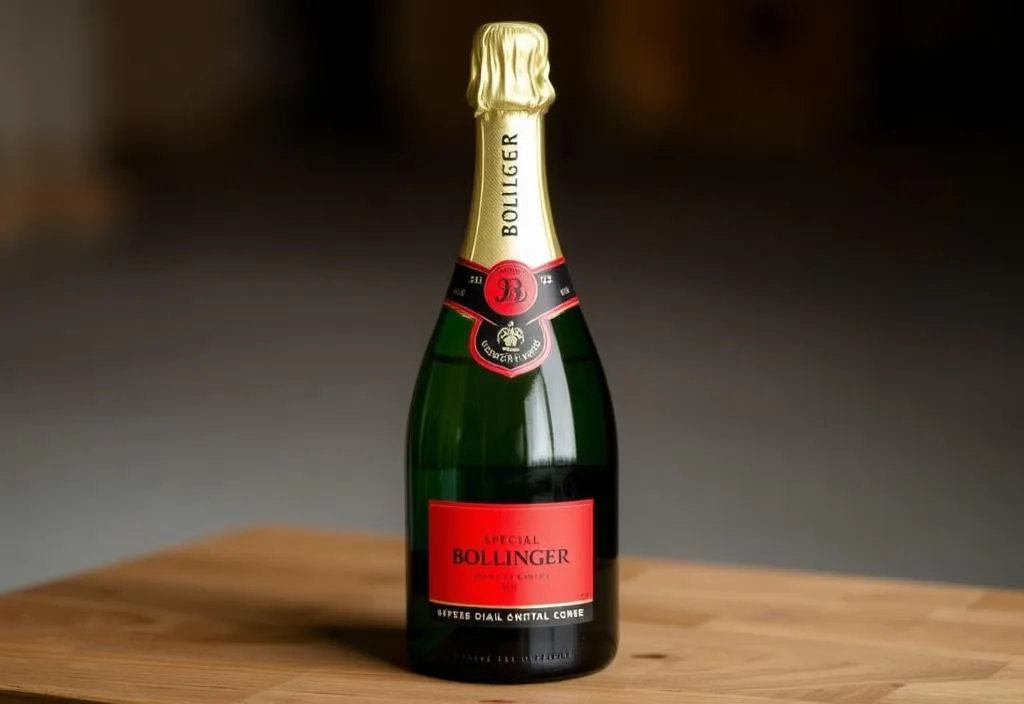 A bottle of Bollinger Special Cuvée with a red label