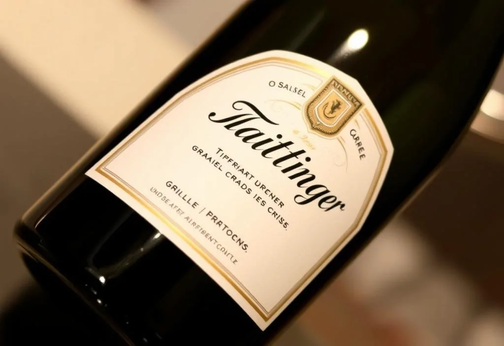 A bottle of Taittinger Prélude Grands Crus with a white label