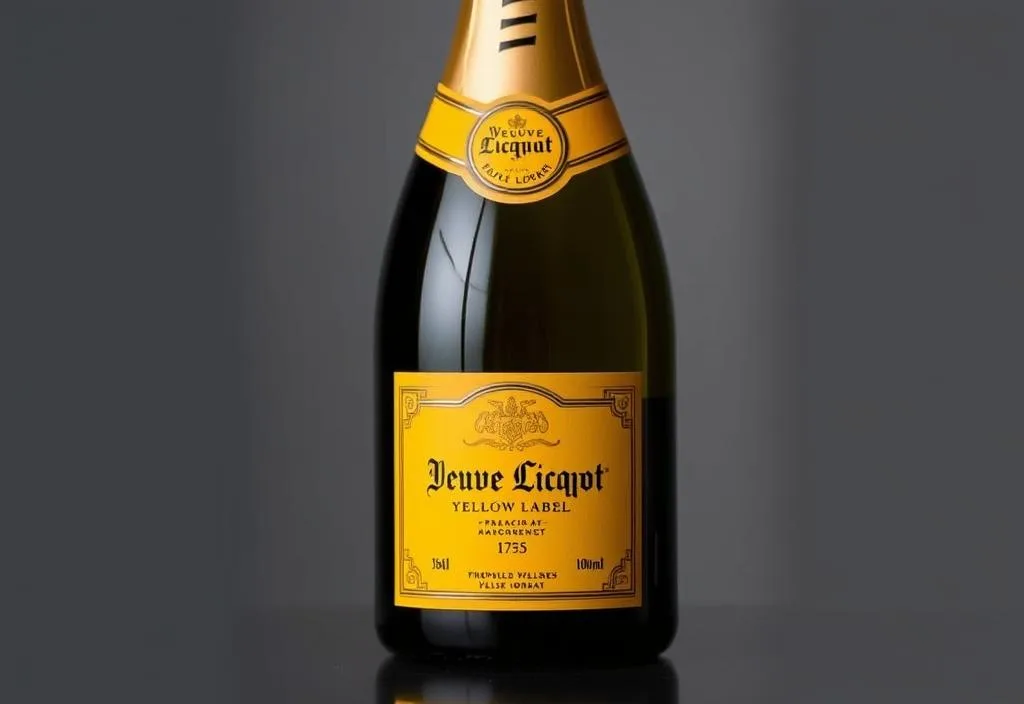 A bottle of Veuve Clicquot Yellow Label with a yellow label