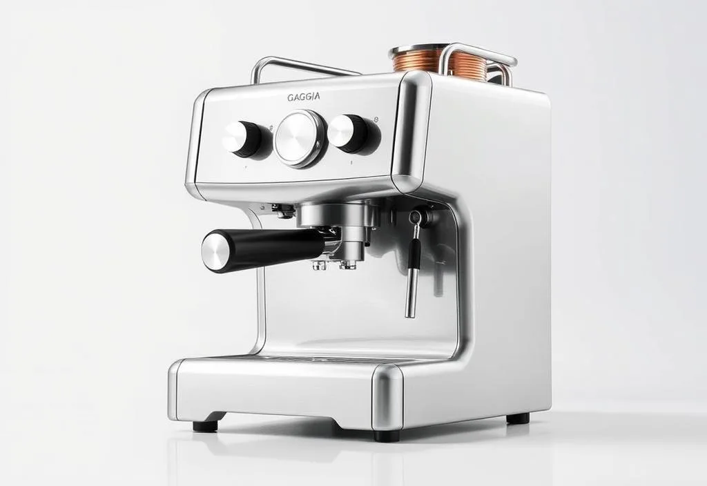 A high-quality image of the Gaggia Classic Pro's stainless steel body and copper boiler.