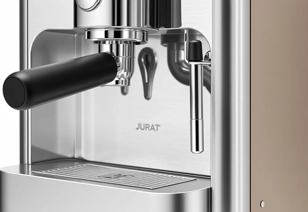 A high-quality image of the Jura E8's stainless steel body and copper boiler.