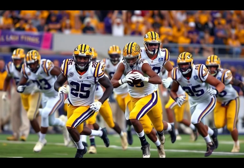 A photo of the LSU Tigers team in action