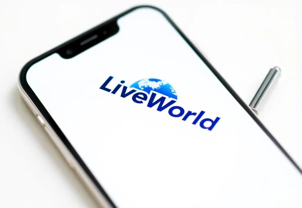 LiveWorld logo on a smartphone