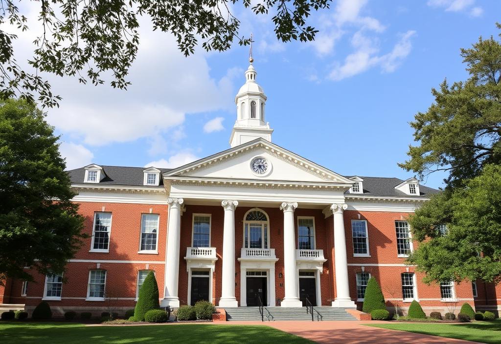 A photo of the University of Virginia Law School building