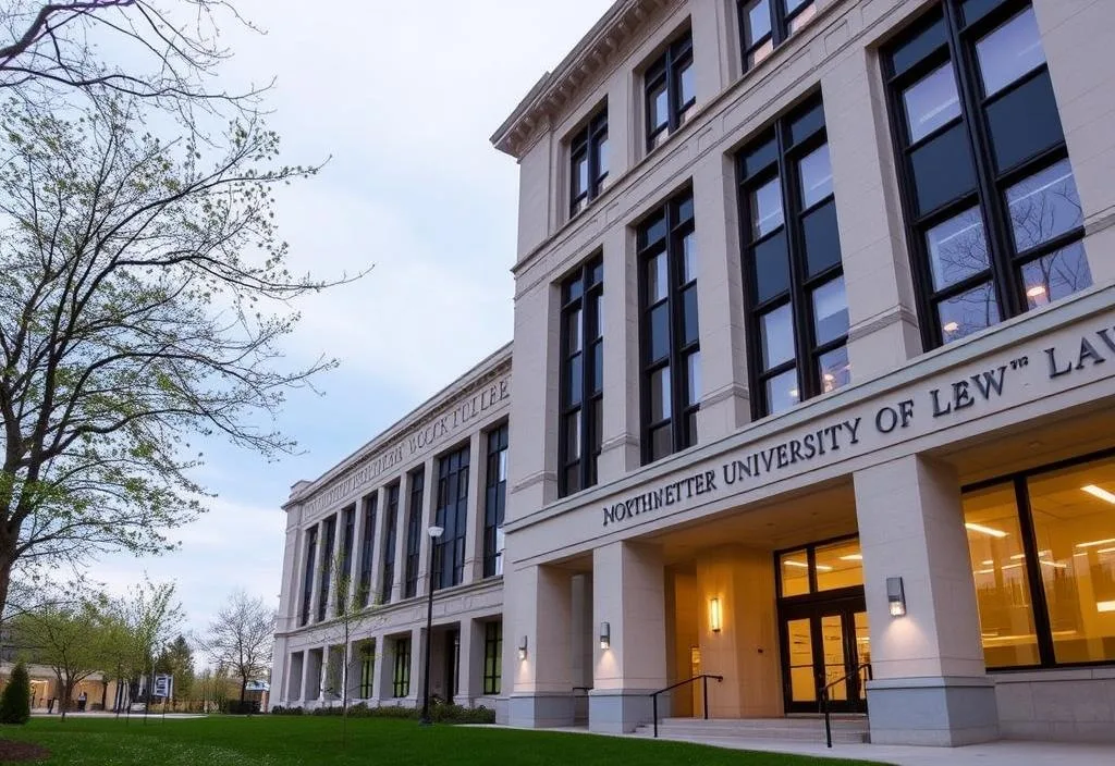 A photo of the Northwestern University Pritzker School of Law building