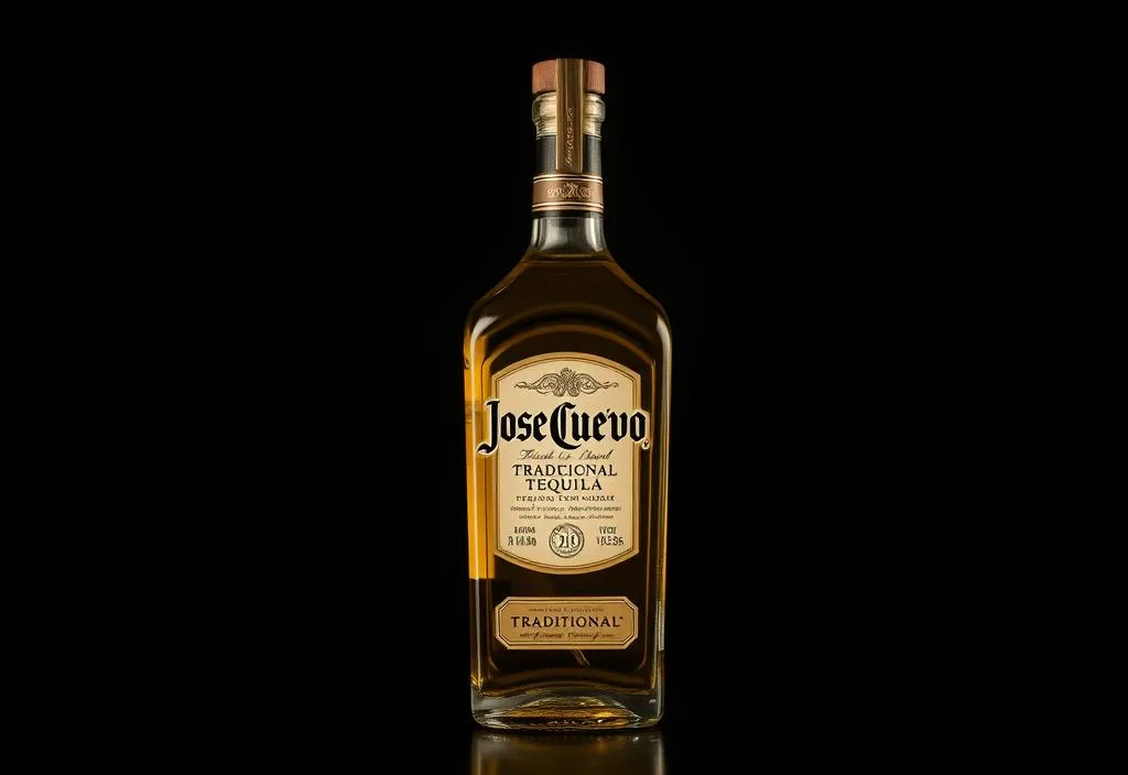 A bottle of Jose Cuervo Tradicional tequila on a dark background