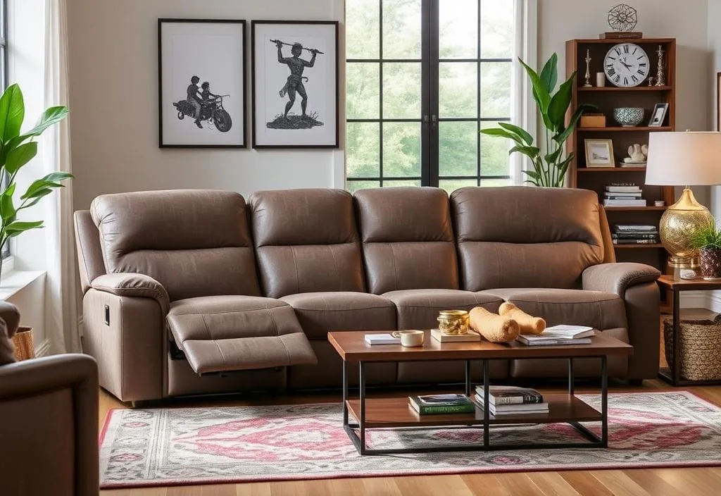 Reclining Sofa with Adjustable Headrest in a cozy living room