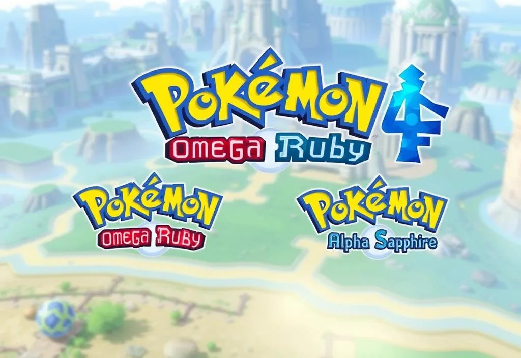 A screenshot of the Pokémon Omega Ruby and Alpha Sapphire game, with a background of the game's world