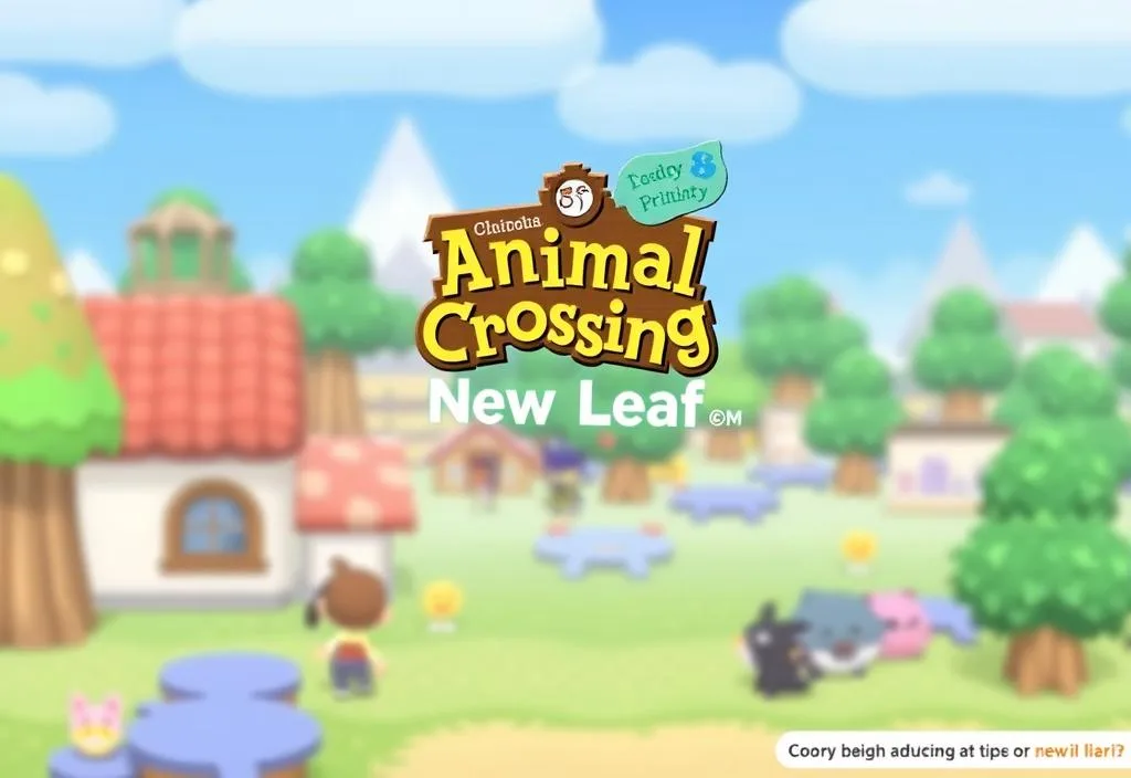 A screenshot of the Animal Crossing: New Leaf game, with a background of the game's world