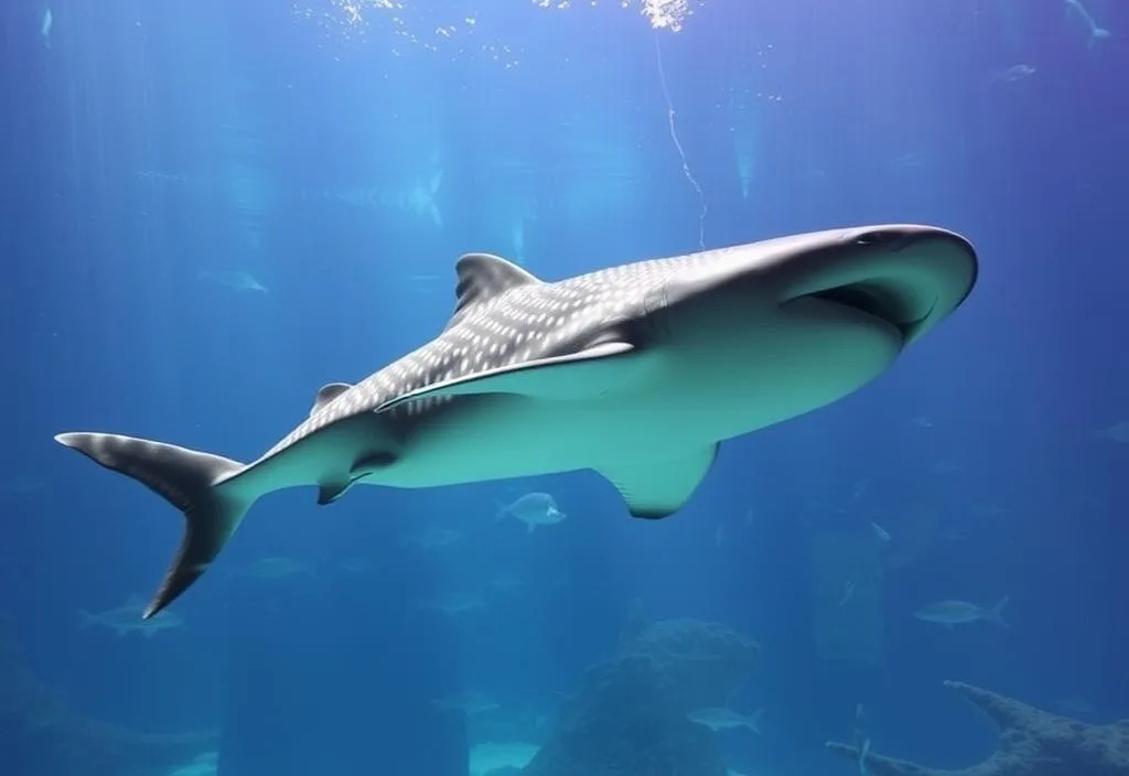 A whale shark swims through the Georgia Aquarium's massive tank