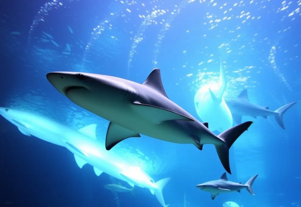 A shark swims through the National Aquarium's shark tank