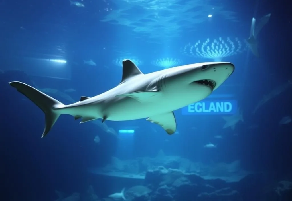 A shark swims through the New England Aquarium's shark tank