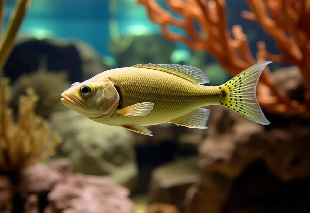 A fish swims through the Arizona-Sonora Desert Museum Aquarium's desert exhibit