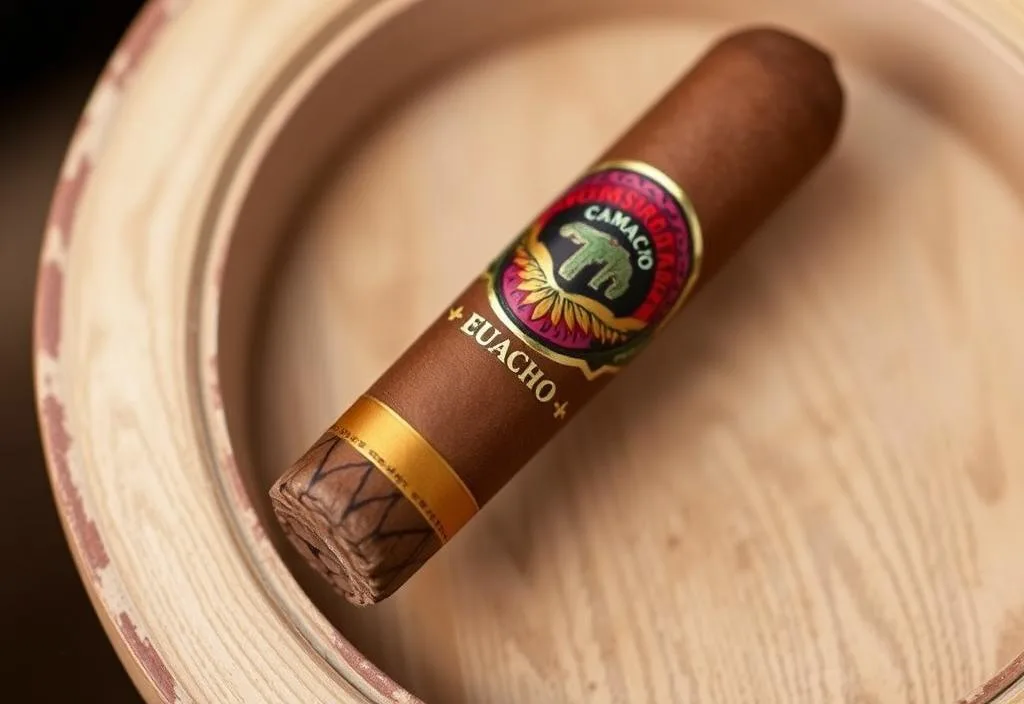 A beautifully crafted Camacho Ecuador cigar with a rich, earthy wrapper