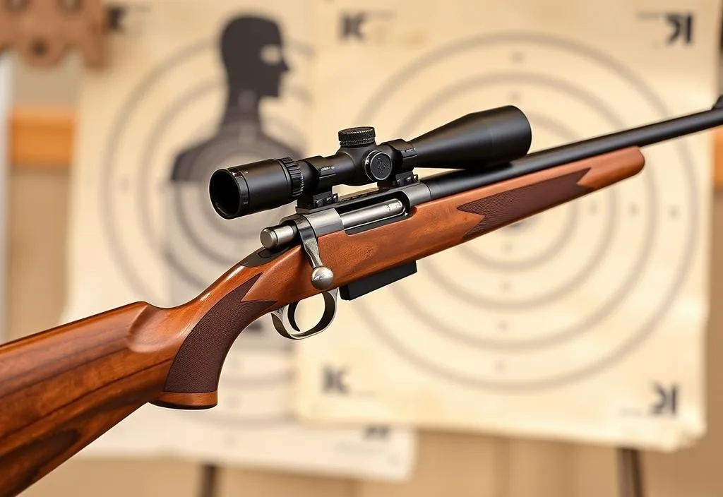 A Ruger Mark III rifle with a target in the background