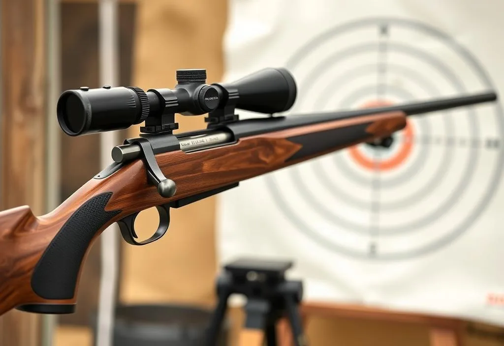 A Marlin Model 60 rifle with a target in the background