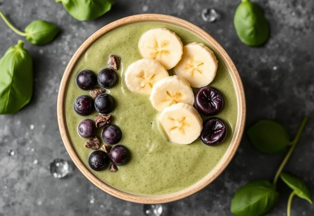 smoothie bowl with banana and spinach