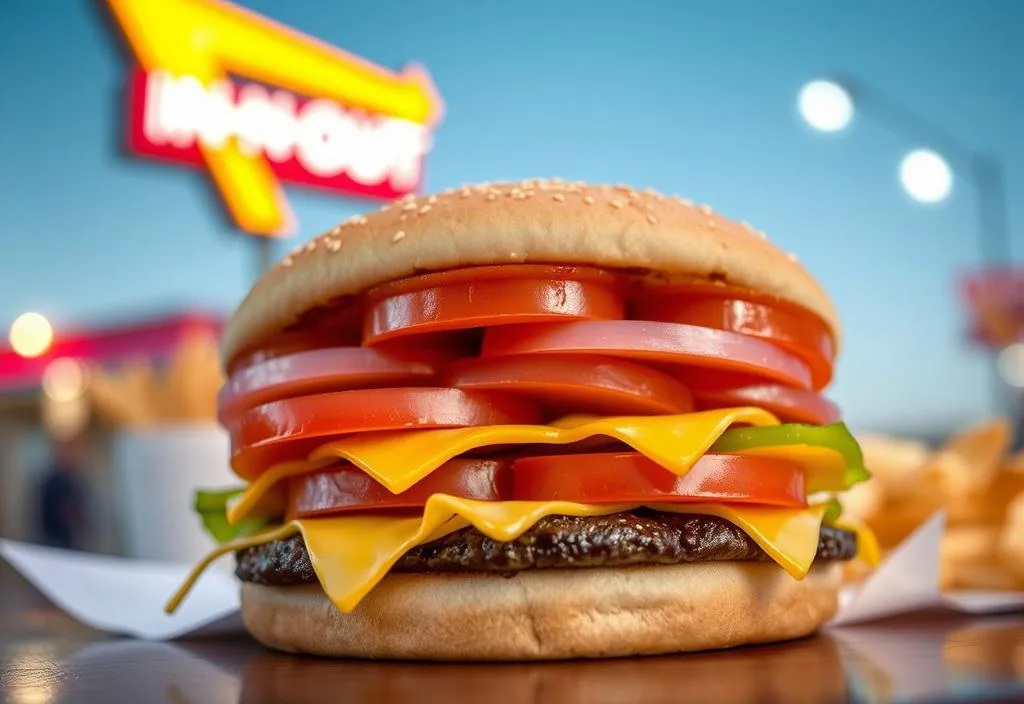 A close-up shot of an In-N-Out Burger Double-Double