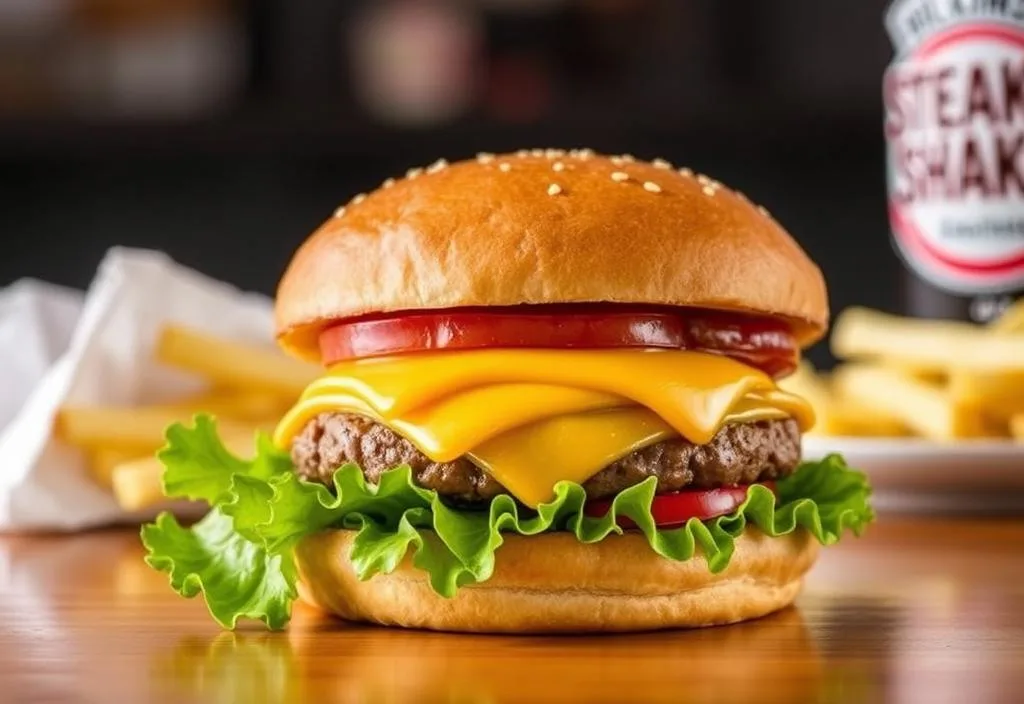 A shot of a Steak 'n Shake Classic Cheeseburger