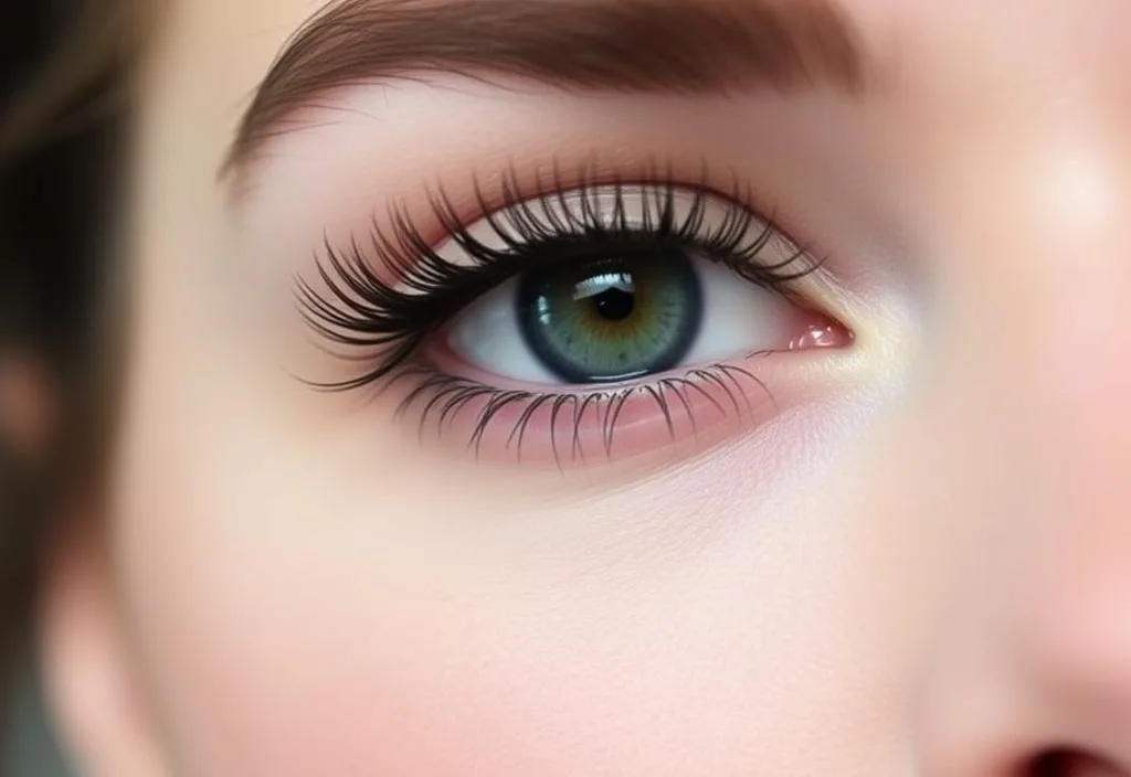 A close-up of a model's lashes with NARS Audacious Mascara applied