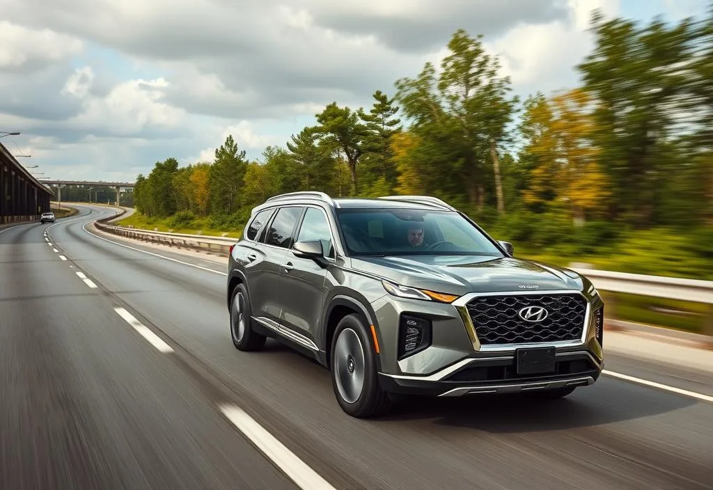 A Hyundai Palisade driving on a highway