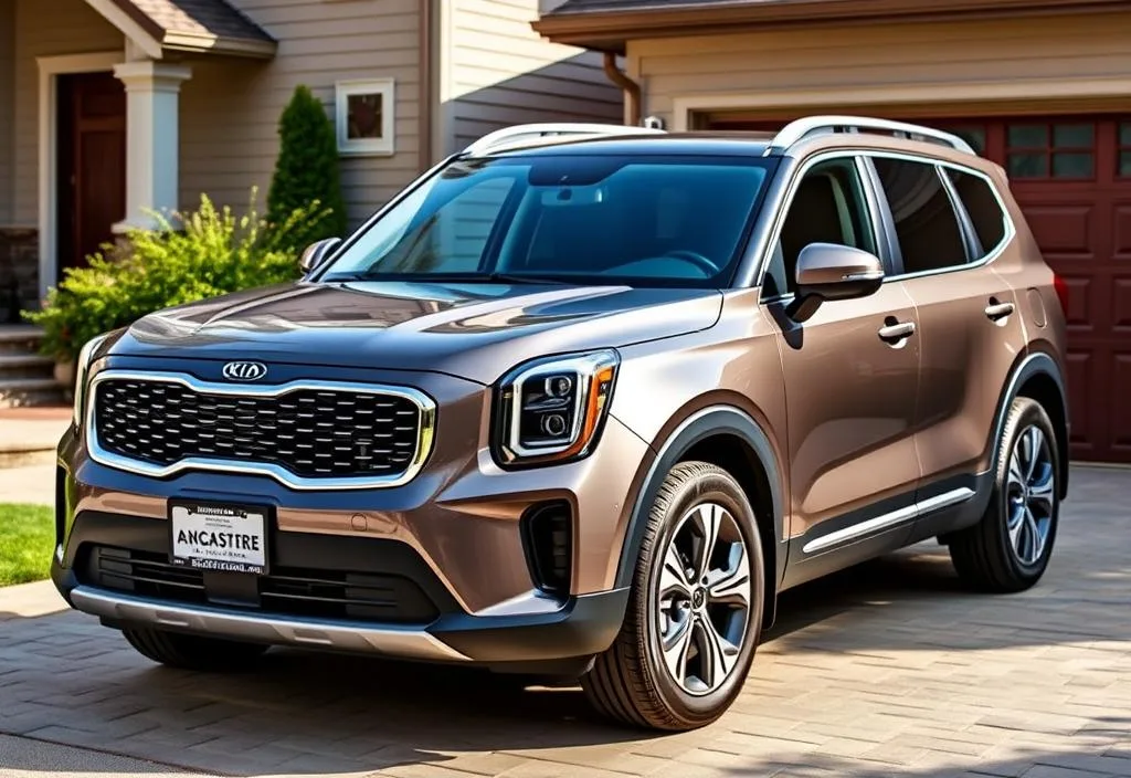 A Kia Telluride parked in a driveway