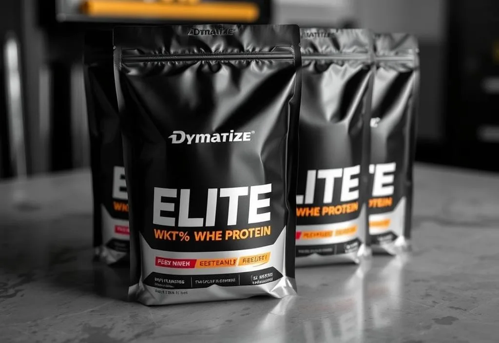 A pack of Dymatize Elite 100% Whey Protein